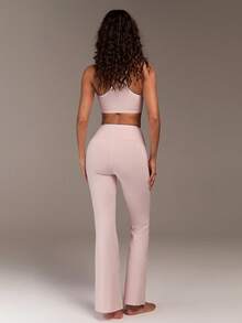 Fluxe Women's Minimalist Elastic V-Waist Flared Leggings - Pink - View 7