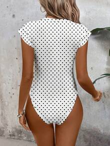SHEIN LUNE Women's Casual Polka Dot Print Bodysuit, Suitable For Spring And Summer - Multicolor - View 2