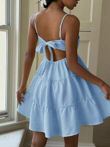 SHEIN EZwear 蓝色编织吊带连衣裙 女式浅蓝色连衣裙 女式荷叶边连衣裙 蓝色吊带裙 蓝色太阳裙 浅蓝色夏季连衣裙 蓝色度假连衣裙 蓝色荷叶边连衣裙 荷叶边连衣裙 女式连衣裙 女式夏季连衣裙 夏季休闲太阳裙 女式太阳裙 女式吊带裙 - 藍色 - 查看 2