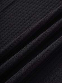 Manfinity Joysei 男士素色華夫格編織POLO衫 - 黑色 - 查看 5