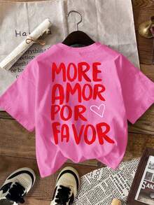 DrmWander Women's Graphic T-Shirt, Casual Street Style Short Sleeve Tee, Cute Summer Top - Hot Pink - View 2