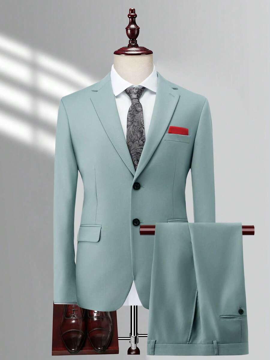 Manfinity Bizformal Men Suits - Teal Blue - View 1