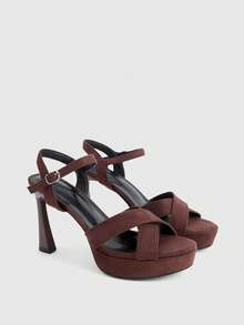 CUCCOO LuxiPop Women Heeled Sandals - Coffee Brown - View 3