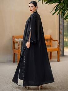 Layrah Handmade Rhinestone Embellished Black Abaya
