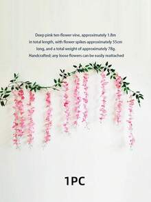3件套10枝紫藤花吊饰，人造紫藤藤蔓，丝绸紫藤花环，适用于婚礼拱门、派对花园、家居装饰、复活节礼物、婚礼装饰用品、美观的房间装饰、家居装饰、情人节、生日礼物、毕业礼物等。 - 粉色 - 查看 11