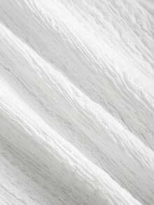 Sweetra 甜美辛辣纯色蕾丝边V领蝴蝶结修身100%纯棉夏季女式衬衫 - 白色 - 查看 4