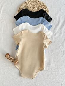 Playful Pals 4pcs/Set Cute Cartoon Print Short Sleeve Bodysuit For Baby Boys, Summer - Multicolor - View 2