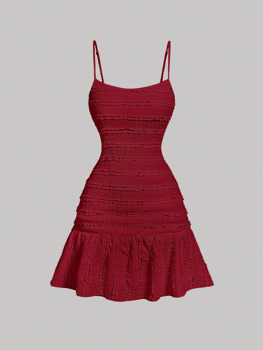 SHEIN MOD Women's Red Knitted Lace Strap Dress - Cherry Red - View 1