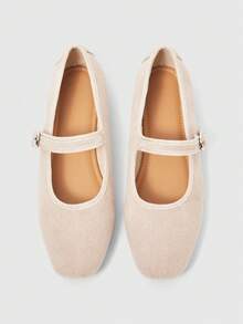 Sleekvia Women's Buckle Design Casual Versatile Flat Shoes Valentine's Day - Apricot - View 2