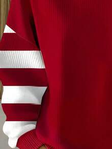 EMERY ROSE 热门圣诞节、情人节、新年休闲常规女式卫衣 - 紅色 - 查看 3