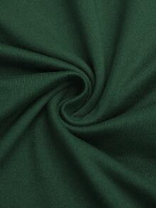 Sweetra Plus Size Women's Solid Color Metal Decor Sweetheart Neck Long Sleeve Fitted T-Shirt - Dark Green - View 4