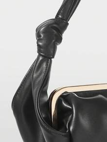 MOTF WOMEN'S KNOT STRAP KISS LOCK HANDBAG - Black - View 6