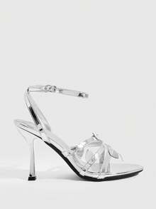 CUCCOO SZL 女士时尚优雅银色高跟凉鞋 - 銀色 - 查看 2