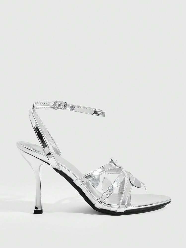CUCCOO SZL Women's Fashionable Elegant Silver High Heel Sandals Prom Heels