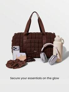 GLOWMODE 40L Maxi Water Resistant Adjustable Detachable Strap Side Sneaker Storage Zipper Pockets Quilted Hand Crossbody Duffel Gym Studio Travel Daily Casual