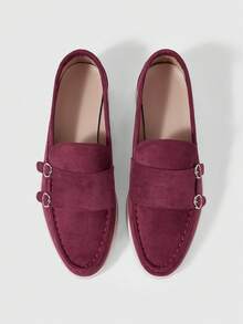 Sleekvia 25款新款女士乐福鞋，平底一脚蹬，舒适软底休闲鞋 - 玫紅色 - 查看 2