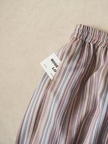 Elaquor 2条装加大码女式休闲纹理雪纺基础款阔腿条纹裤休闲度假春季裤装 - 彩色 - 查看 6