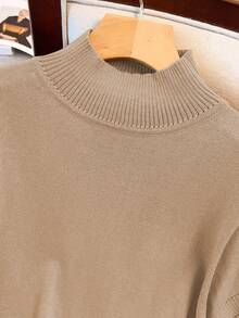 GlowEve CURVE Tight Fitting Slim Knitted Short Sleeve Pullover Sweater - Apricot - View 3