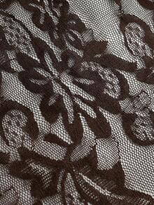 SHEIN EZwear Women's Sexy Casual Lace Fabric Asymmetrical Hem Tight Bandeau Top, Brown - Brown - View 5