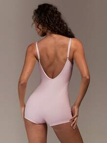 VARSIVA Women's Solid Color Backless Camisole Sports Jumpsuit - Pink - View 2