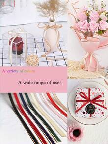 1/5条装双金边彩色缎带，适用于制作蝴蝶结、礼品包装、鲜花装饰、DIY工艺品、婚礼派对、生日庆典、圣诞节、复活节、情人节、家居装饰、节日活动、工艺品制作、发饰、装饰丝带 - 白色 - 查看 11