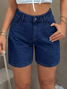EURMUSE WOMEN HIGH WAIST MINI SHORT GRAY WASH - Medium Wash - View 5