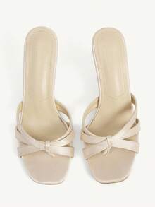 CUCCOO CHICEST Women's Fashion Square Toe Gold Color Flat Thong Sandals, Simple Thin High Heel Party Dress Sandals For Christmas Summer Shoes - nude - View 2