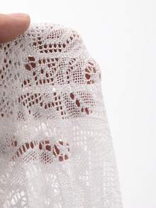 DAZY V领长袖镂空连衣裙，设计感十足的收腰A字短款连衣裙，女士春夏中长连衣裙 - 白色 - 查看 8