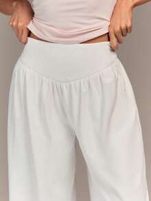 Fluxe Women's Loose Fit Wide Leg Flowy Lounge Pants High Waist Casual White Palazzo Trousers Summer Beach Yoga Joggers,White Wide Leg Pants Women,White Beach Pants,White Baggy Pants,Summer Holiday Outfits,Summer Outfits,Spring Outfit Women,Spring Clothes,Valentine's Day,Going Out Outfits,Vacation Outfits Women,Casual Outfit For Women - White - View 1