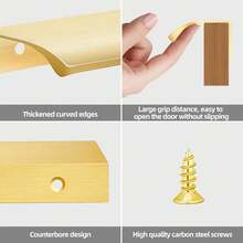 5个拉丝金橱柜把手，适用于橱柜和衣柜，尺寸：8厘米/3.15英寸、12厘米/4.72英寸、15厘米/6英寸、20厘米/7.87英寸、30厘米/11.8英寸，厨房橱柜拉手、抽屉拉手，现代隐藏式铝制衣柜门把手，拉丝金 - 金色 - 查看 3