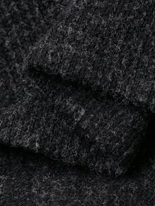 FRIFUL Women's Solid Black Pleated Ribbed Hollow Out Slim Fit Versatile T-Shirt - Black - View 5