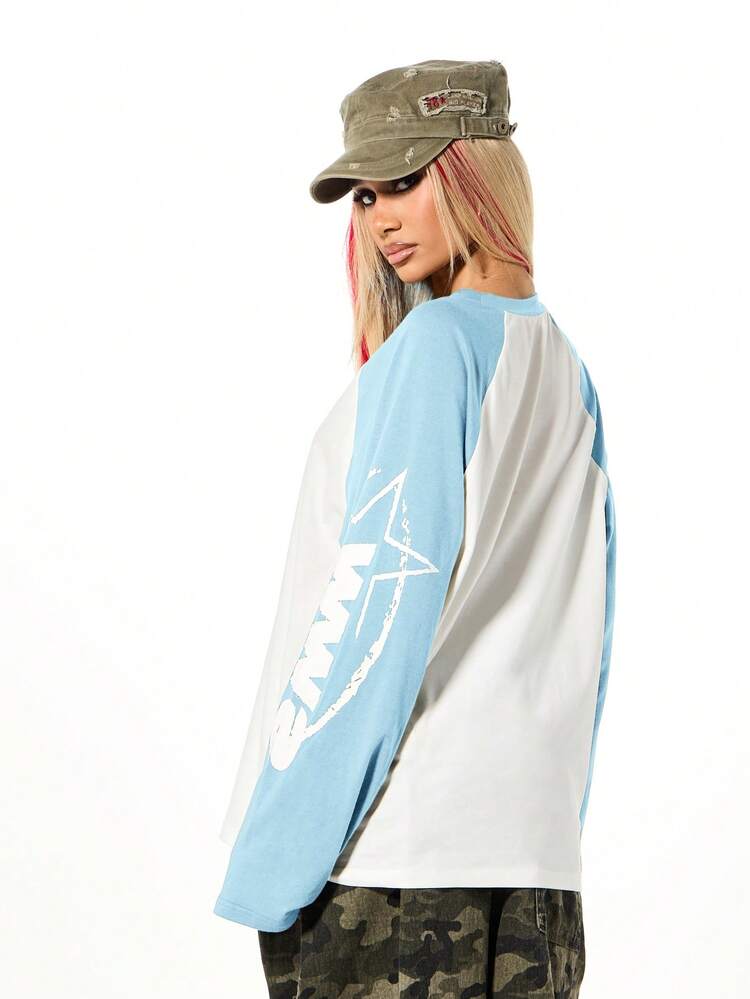 SUMWON WOMEN Raglan Sleeve Colorblock Sweatshirt With Long Sleeves