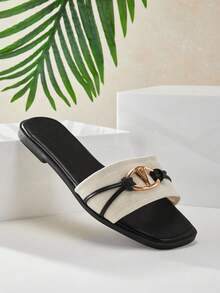 SHUZIA New Ladie's Black Slip-On Square Toe Velen Sandal Sexy Cute Summer/Spring Fashion Party Vacation Shoe - Black - View 1