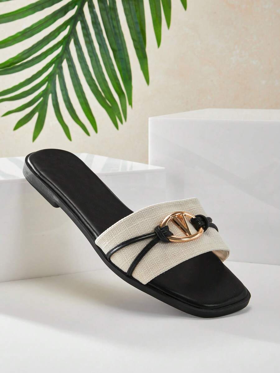 SHUZIA New Ladie's Black Slip-On Square Toe Velen Sandal Sexy Cute Summer/Spring Fashion Party Vacation Shoe - Black - View 1