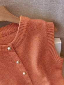 Franclia Áo vest len nữ thanh lịch, tối giản, phong cách Pháp, đa năng, sang trọng. - trái cam - Xem 5