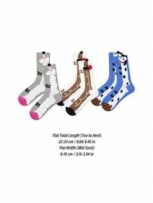 Joivida 1Pc/3pcs High Quality Cartoon Puppy Socks For Women |Dachshund | Poodle | Dalmatian | Thickened Warm Mid-Calf Socks, Soft Home Sleep Socks, Sweet Style Autumn Winter Gift ,Valentine's Day - Multicolor - View 20