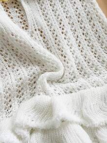 Soleia Women's Sexy Backless Halter Neck Ruffle Hem Mini Knit Dress, Summer - White - View 7