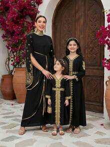 Al Najma Women's Fashion Off-Shoulder Arabic Style Dress, Party Wear - Black - View 8