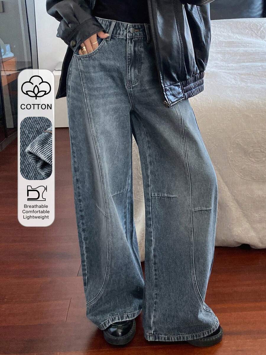 DAZY Women's Loose Casual Retro Versatile Christmas Denim Jeans, Suitable For Autumn, Winter, Summer Y2k