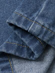 DAZY Women's Casual Pocket Shirt And Wide Leg Jeans 2-Piece Suit, Autumn - Blue - View 8