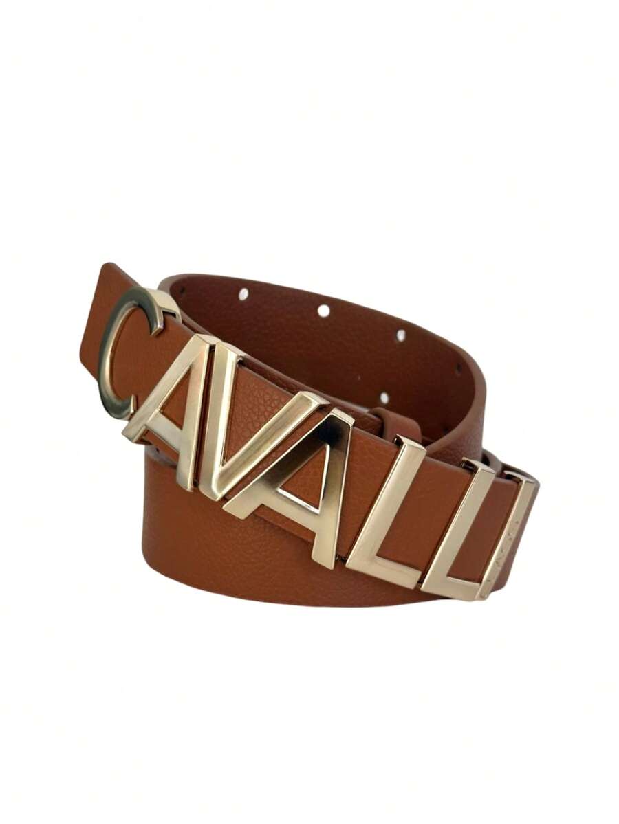 Cavalli Class Women's Logo Buckle Leather Belt Brown - Brown - View 1