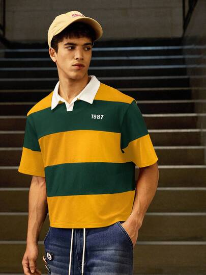 SWAVVY Men's Knitted Casual Daily Loose Short Sleeve Button-Up POLO Shirt