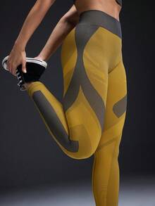 Powerista Quần legging định hình dáng người cạp cao phối màu dành cho nữ - Xám - Xem 4