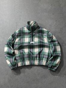 ROMWE MEN 男士格子休闲卫衣，学院风，秋冬款 - 彩色 - 查看 1