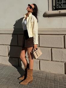 Livesso Women's Casual Loose Street Fashion Cinched Waist Stand Collar Lightweight Jacket Cardigan, Suitable For Spring, Summer, Autumn