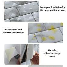 5pcs 3d Epoxy Resin Wall Stickers, Pu Self-Adhesive Kitchen And Bathroom High-Temperature Resistant Pet Tile Stickers And Wallpapers - Multicolor - View 4