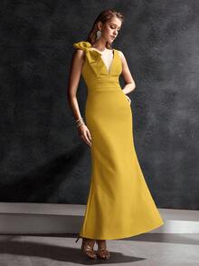 MOTF Soiréza DEEP V-NECK BIG BOW DETAIL MERMAID HEM PROM DRESS - Ginger - View 1