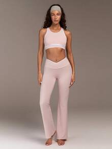 Fluxe Women's Minimalist Elastic V-Waist Flared Leggings - Pink - View 3