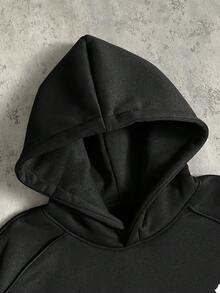 AXEPEAK Men's Moon Print Long Sleeve Pocket Casual Hoodie - Black - View 6