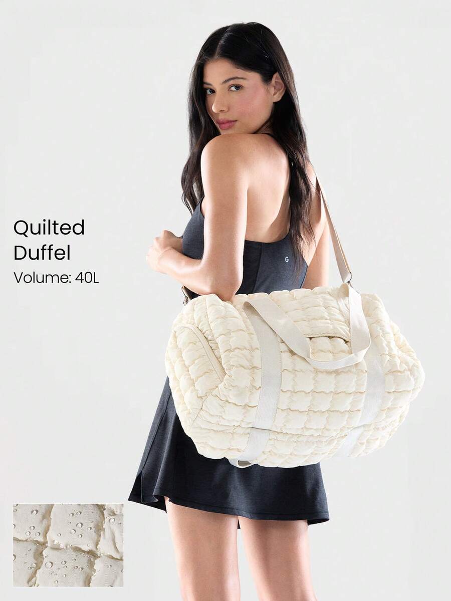 GLOWMODE 40L Maxi Vattentålig Justerbar Avtagbar Rem Sidoförvaring av Sneakers Blixtlåsfickor Vadderade Handväskor Crossbodyväskor Gym Studio Resor Dagligen Casual - Benvit - Visa 1